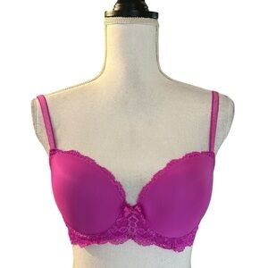 Victoria’s Secret Dream Angels Lined Demi Underwire Bra SZ 32D in Fuchsia